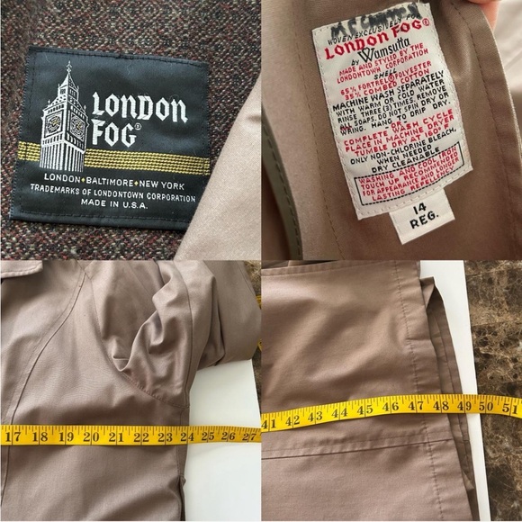 Vintage 1980s London Fog Trench Coat Brown size 14 - Picture 5 of 8